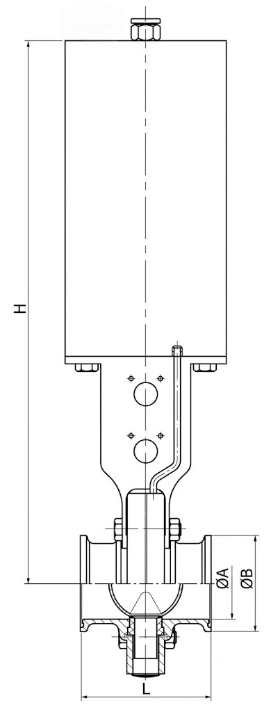 Sanitary Stainless Steel Manual 3-Piece Butterfly Valve