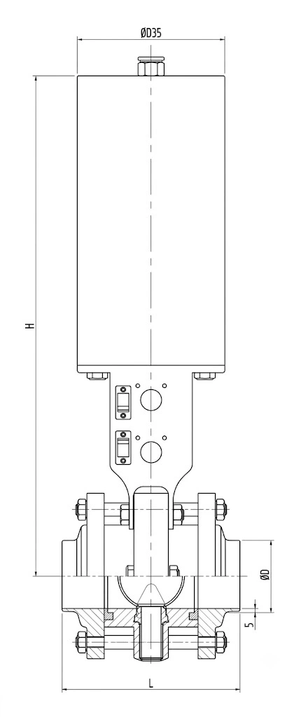 Sanitary Stainless Steel Manual 3-Piece Butterfly Valve
